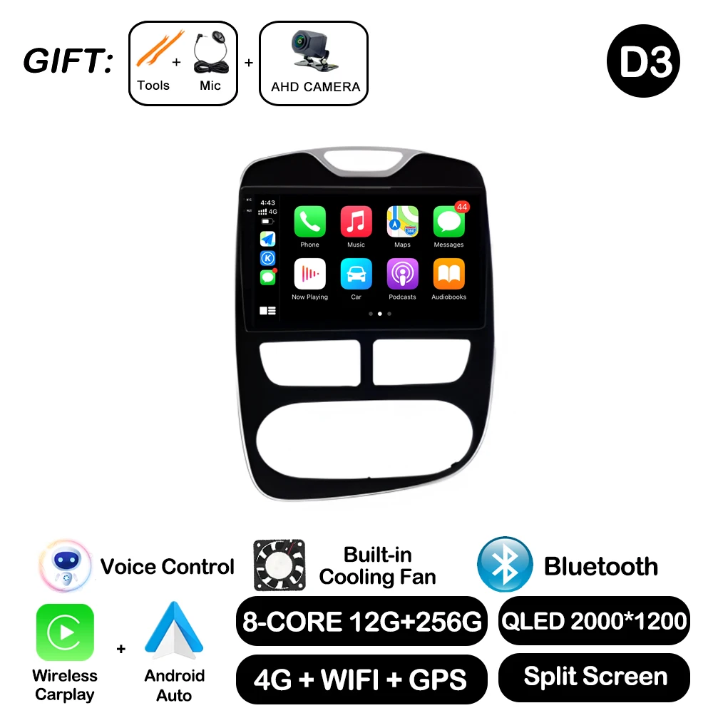 10 ''Voor Renault Clio 4 2012-2016 Carplay Autoradio Multimedia Video Player Android Auto 4G WIFI GPS navigatie DSP stereo BT - afbeelding 1