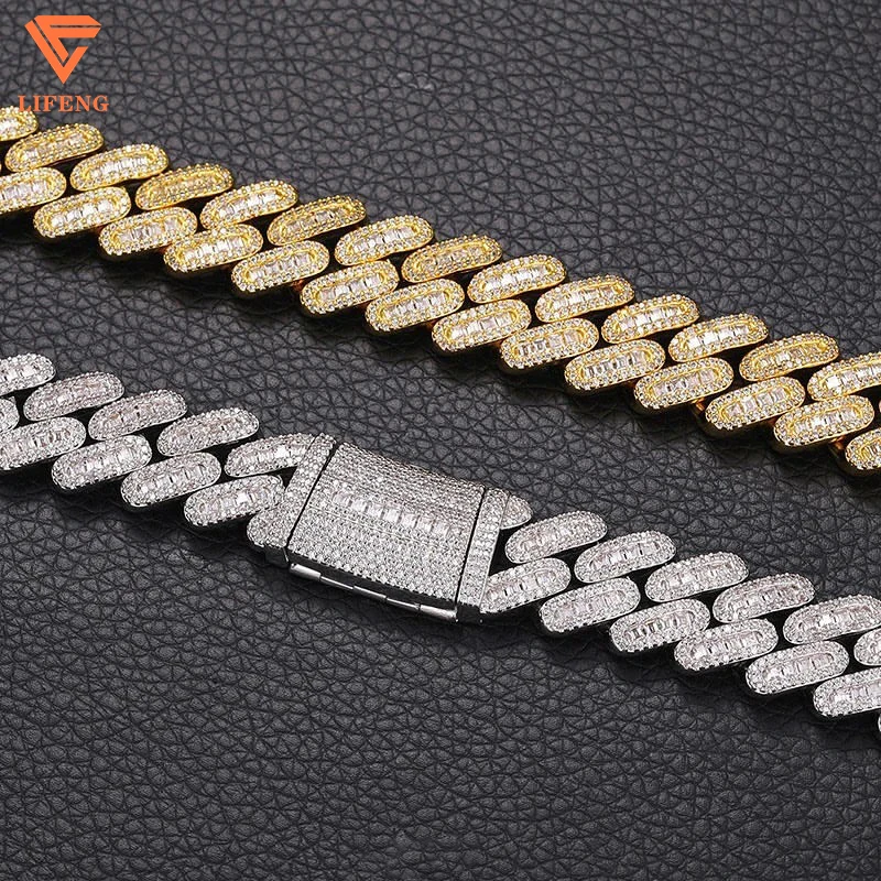 2023 New Arrival Fashion Jewelry Popular S925 High Quality Hand Setting Iced Out VVS Moissanite Hiphop Cuban Chain Mens Necklace