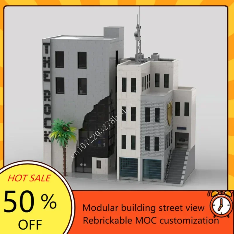 

Полицейский участок, офисное здание, рокмодульный MOC, креативная модель с видом на улицу, пазлы на заказ, сделай сам, образовательные сборки, игрушки, подарки