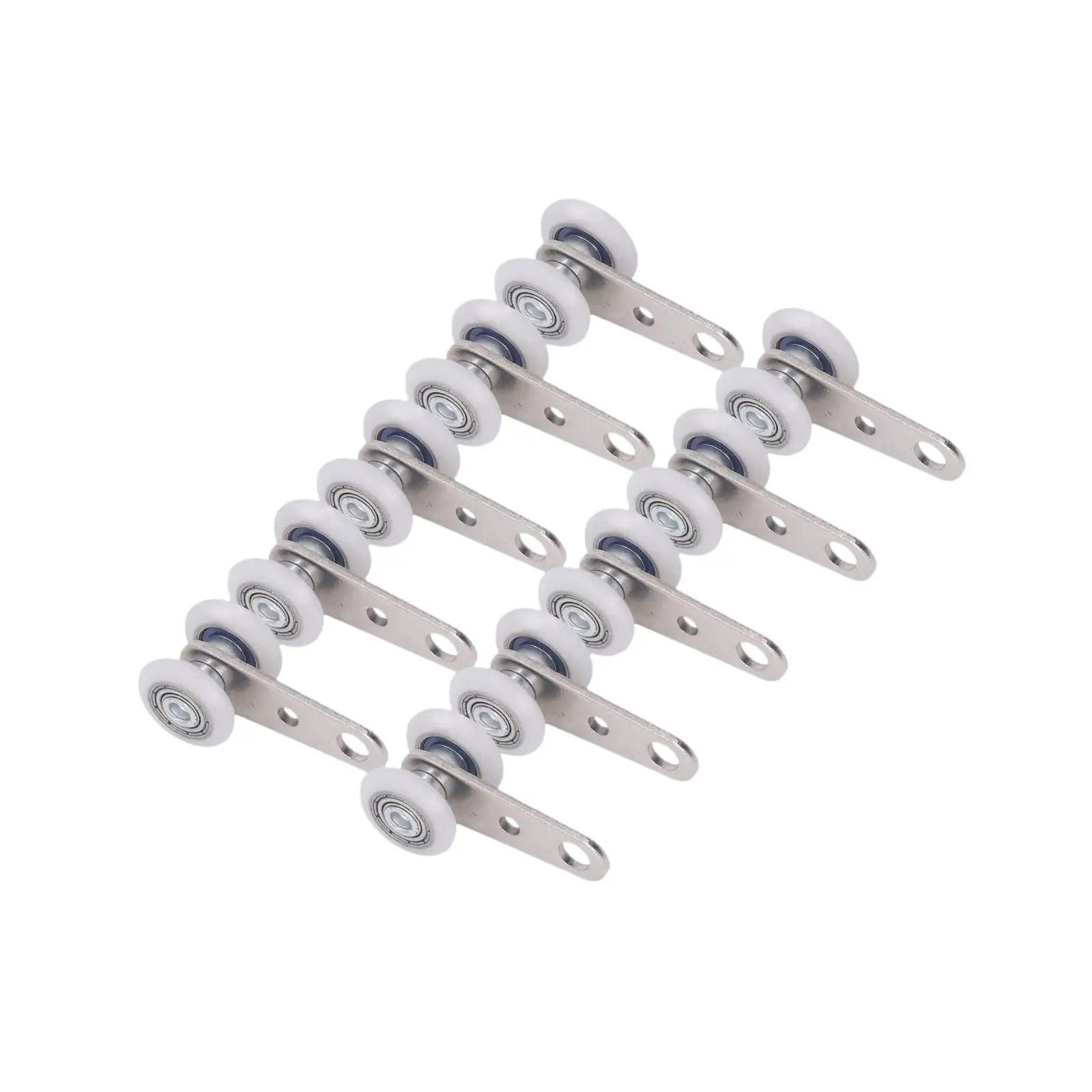 Sliding Track Rollers 10 Count Trolley Assembly for Door Beam Cabinet Window 44mm White Nylon Bearing Pulley Metal Wheels