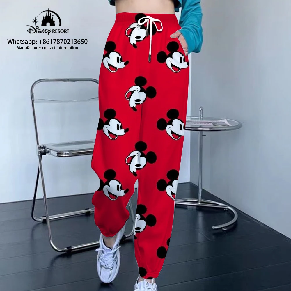 Disney Brand Stitch and Mickey Anime Fall New Ladies Casual Cropped Pants Street Style Small Feet All-match Unisex Sports Pants