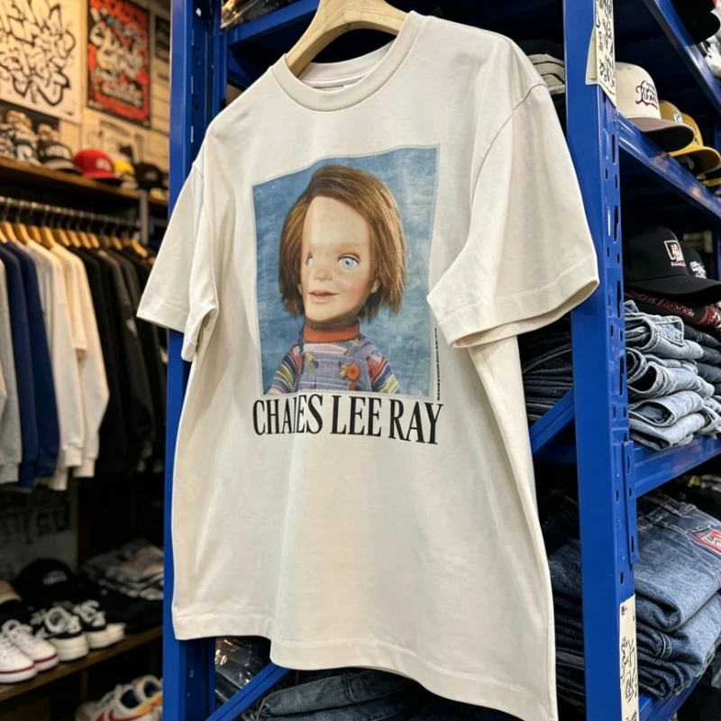 Summer SAINT Short Sleeve T-shirts High Street Cartoon Horror Doll Printed Women Men Tee Top