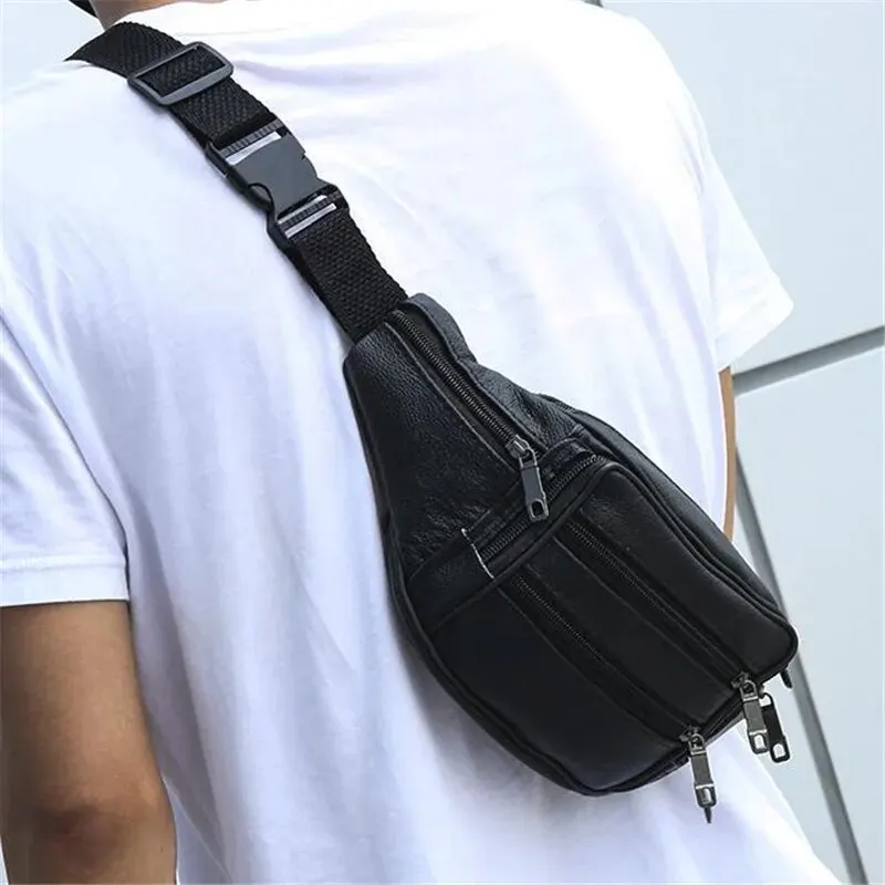 Men\'s Waist Bag Wear-resistant Leather Fanny Pack Phone Chest Bags for Male Travel Sports Shoulder Messenger Small Bags