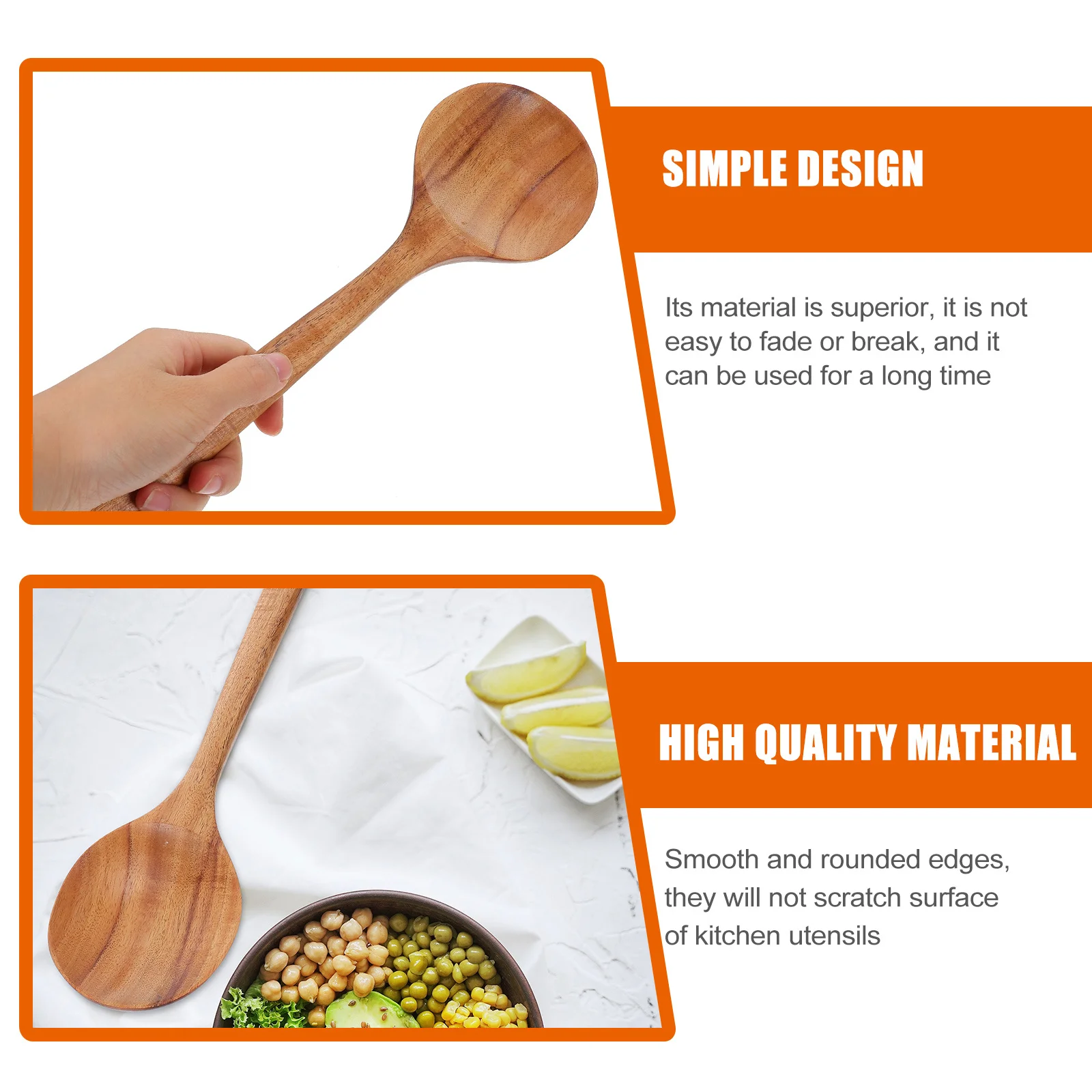 

1Pcs Teak Wooden Soup Spoon Cooking Scoop Long Handle Kitchen Utensil Non-Stick Heat-Resistant Kitchenware Household Use
