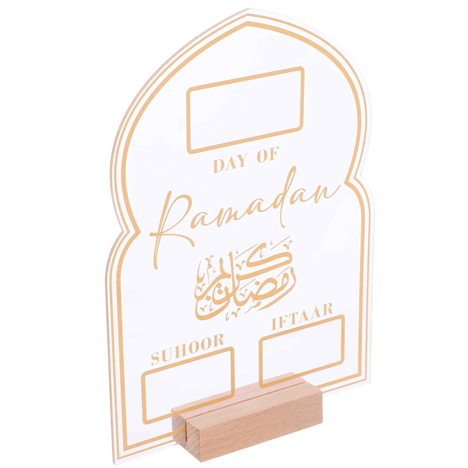 Eid Mubarak Countdown Acrylic Calendar 2024 Ramadan Decor Mini Perpetual Month Date Display Handwritten Planner BTU216A Gold