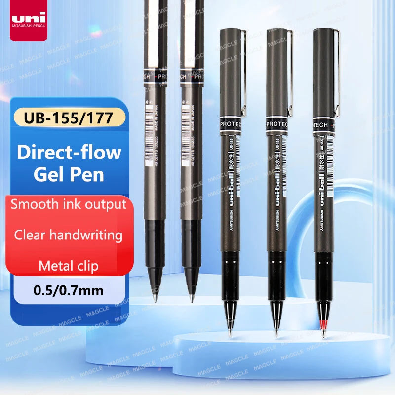 Japan Uni Rich Ink Signature Pen UB155/177 Rod Direct Liquid Dispensing Roller Ball Pens, Texture Water Proof Carbon Stationery