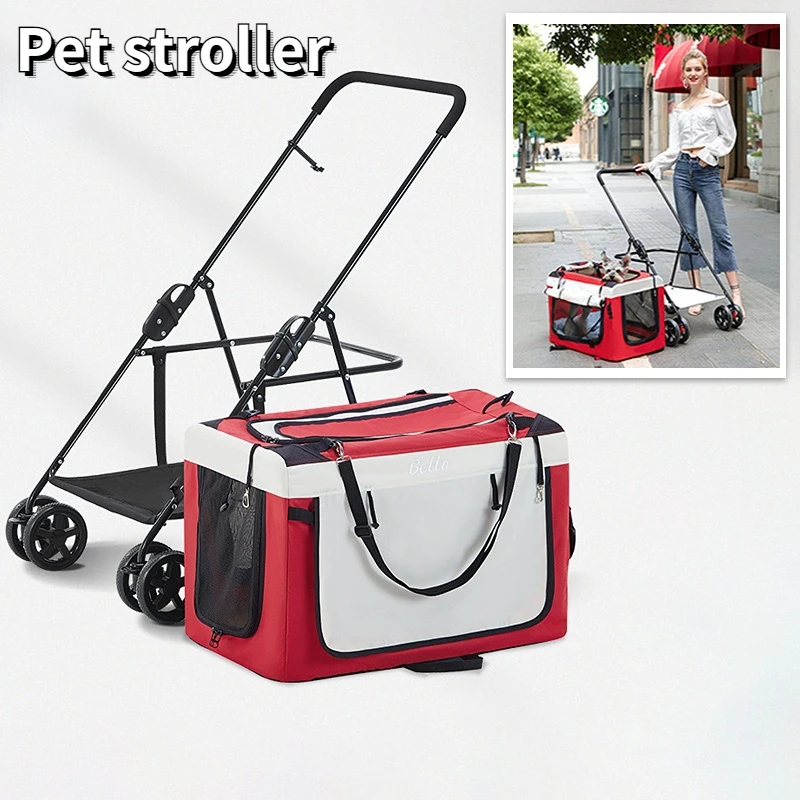 

Pet Stroller Separable Folding Cat Dog Transporter Breathable Outdoor Travel Car Carrying Bag Trolley Case Load Bearing 20KG