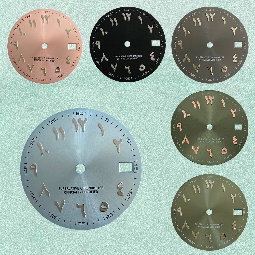 

Высокое качество 28,5 мм S логотип арабский циферблат Sunburst подходит для NH35/NH36/4R/7S механизм Sunray циферблат модификация часов аксессуары