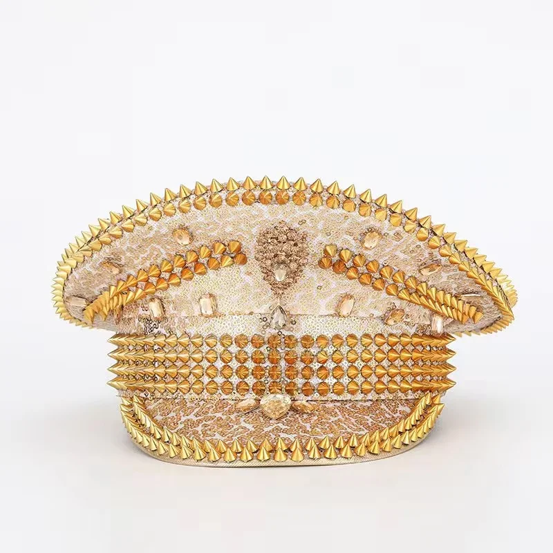 

Капитанская шляпа в стиле стимпанк со стразами для фестиваля Burning Man для женщин, винтажные военные аксессуары и кепка для мужчин