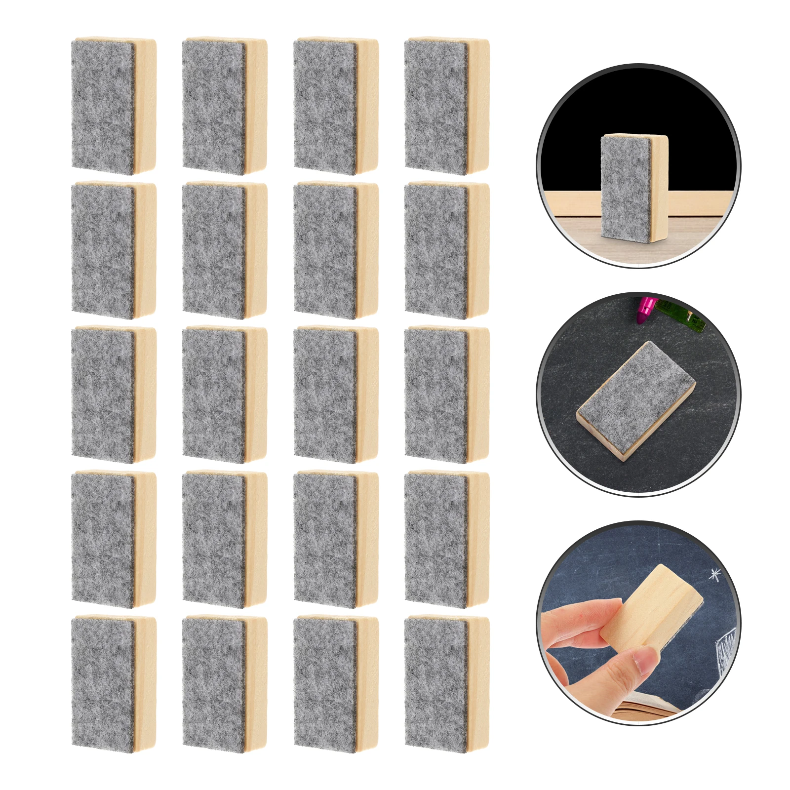 20 قطعة ممحاة سبورة سوداء من الخشب، ممحاة سبورة خفيفة الوزن للفصل الدراسي والمدرسة والمكتب ومنظف الطباشير الخالي من الغبار
