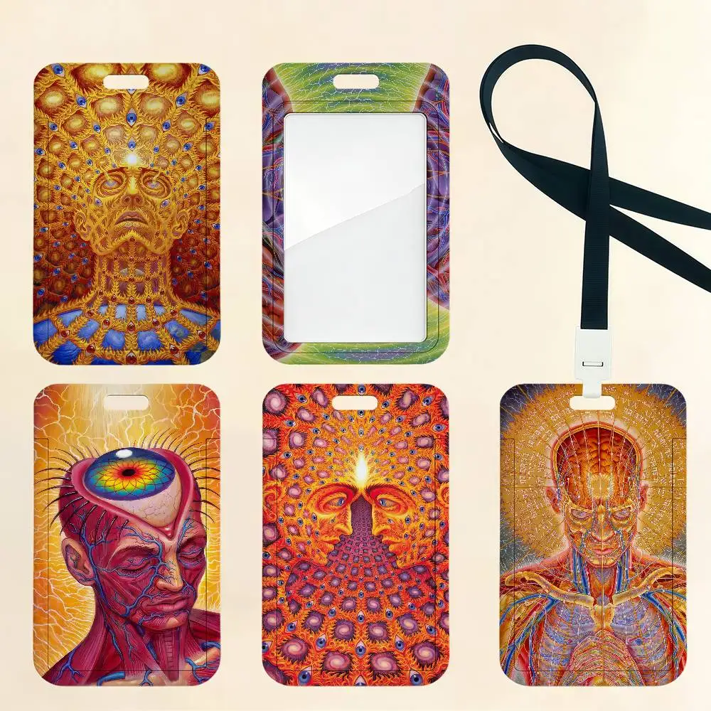 

Aesthetic Art Alex Grey Trippy Psychedelic Card Holder Cardcase Bank Credit Student ID Subway Work Permit Badge Holder Door Card