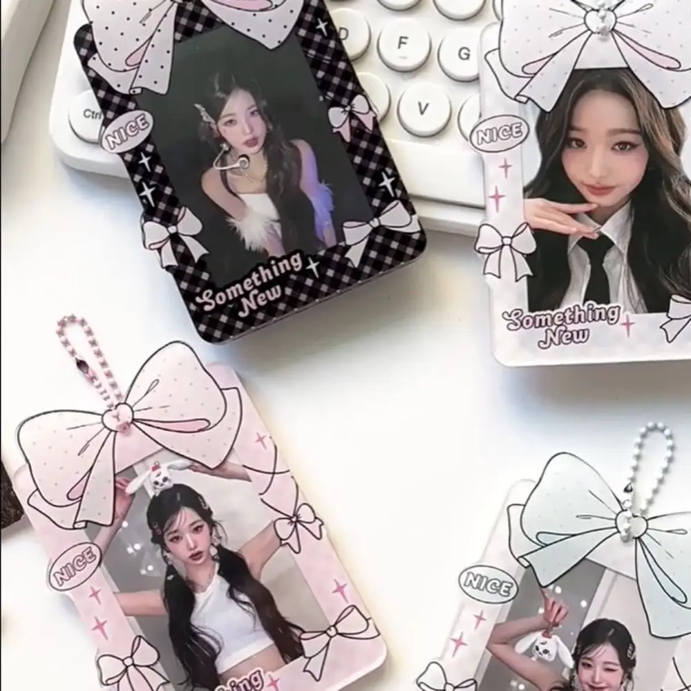 Balletcore Korean Idol Photocard Holder INS Bow Korean Style Card Sleeve Protective Case ID Card Cover Bus Card Holder Lady