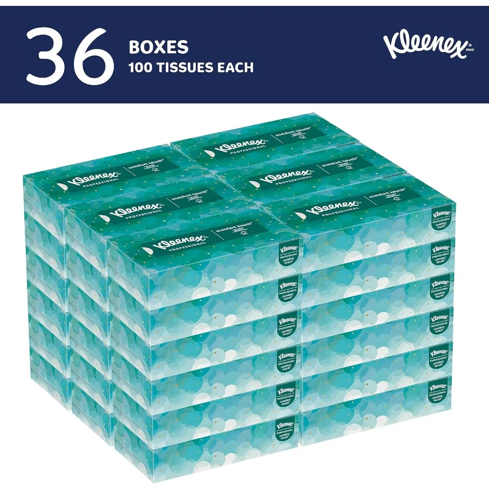 Professional Facial Tissues, Bulk (21400), 2-Ply, White, Flat Facial Tissue Boxes for Business