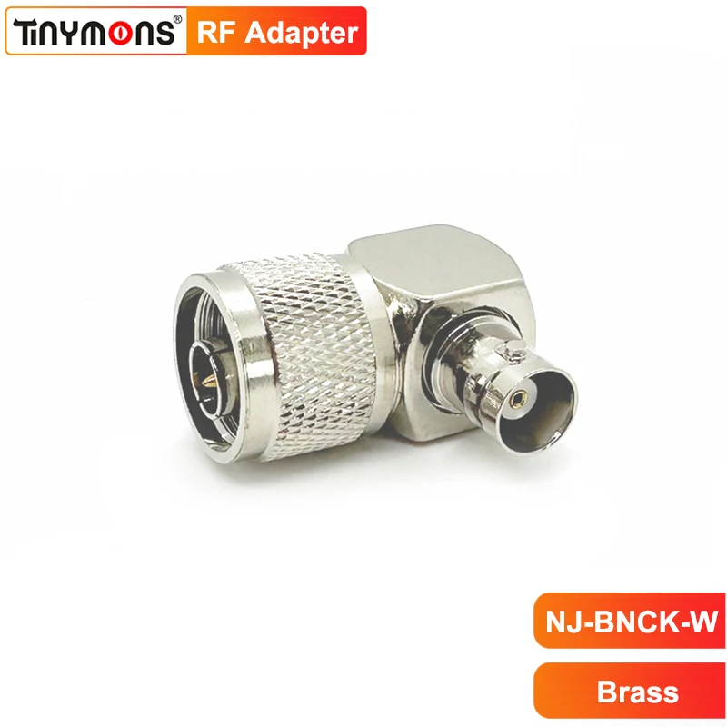 Brass Nickel Plated N Male to BNC Female Coax Connector 90 Degree Adapter Right Angle for CCTV Coaxial Cable Connection