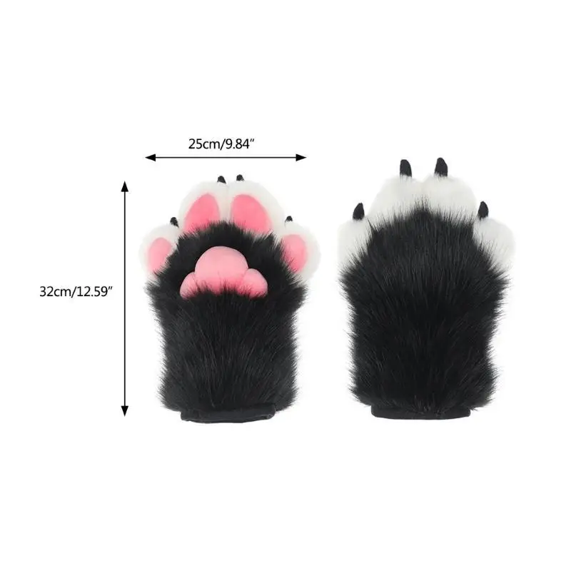 652F Wolf kostuum harige poothandschoenen schattig pluche wanten dier cosplays feestaccessoire