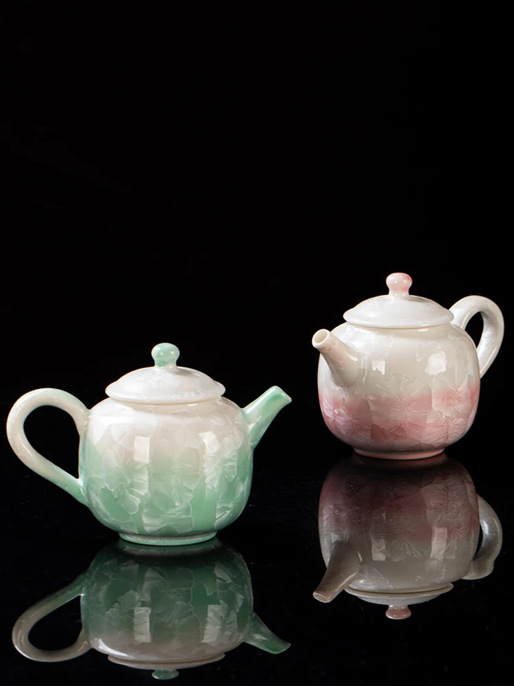 

Crystal Glaze Teapot for Ladies, Kung Fu Tea Set, Single Pot Filter, Female Lotus Teacup, High-end Gift