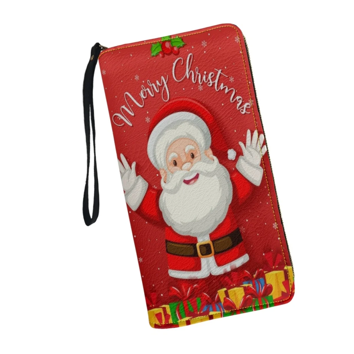 Belidome Santa Claus with presents Design Womens Wristlet Wallets Long Purse RFID Blocking PU Leather Card Holder Clutch Bag