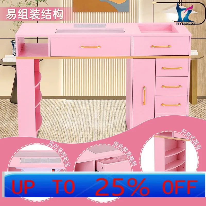 Table de manucure Lhh facile à assembler, table de manucure à compartiment ouvert avec aspirateur