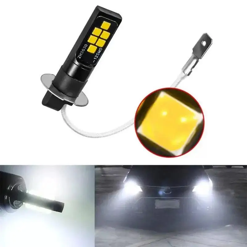 Car H3 LED Fog Light Upgrade 3030 Chip 12V Energy Saving Auto Front Fog Lamp Replace Halogen Bulb for Car Modification