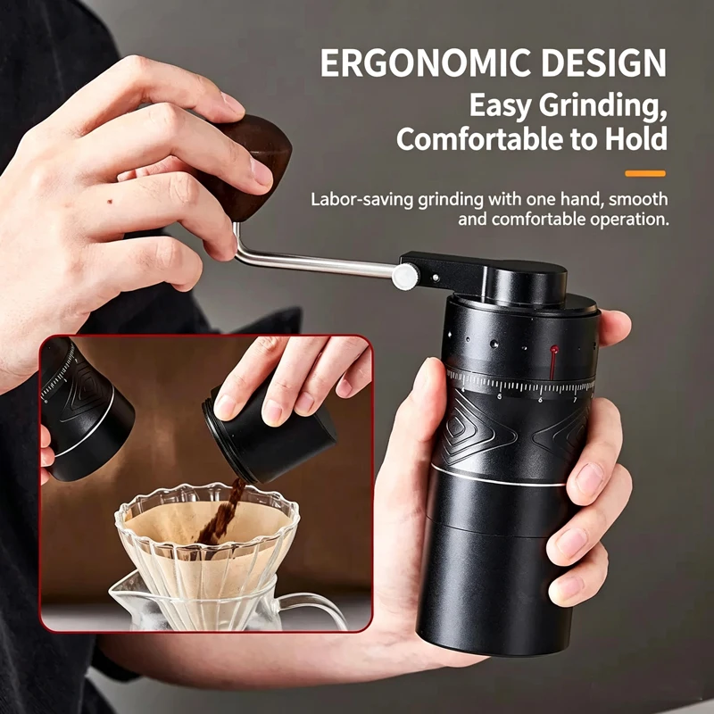 Hand-Crank Coffee Bean Grinder, Italian-Style Hand-Drip Portable Coffee Grinder with External Graduation Markings