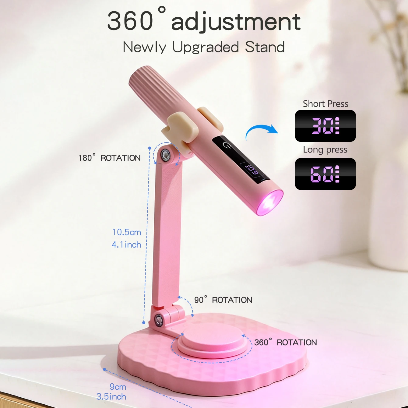 Mini Handheld UV Light Nail Lamp with Stand Handheld UV Light with Display for Gel Nail Rechargeable USB Nail Dryer
