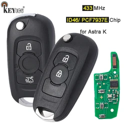 KEYECU 433MHz PCF7937E / HITAG 2/46 Chip zdalny klucz składany pilot zdalnego sterowania dla Opel Vauxhall Astra K 2015 2016 2017 20181 2019