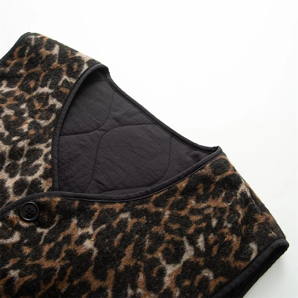 Winter new women's clothing American retro fashion double-sided leopard print wool cotton vest