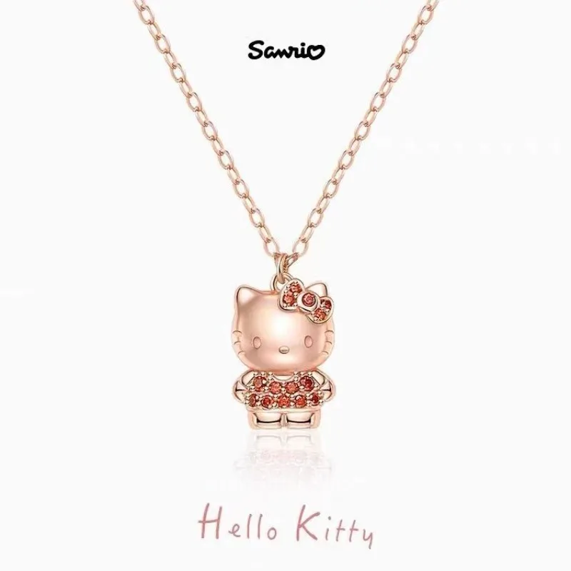 Anime Hello Kitty Sanrio Cartoon Character Necklace Sweetheart Accessories Kawaii Pendant Couple Cute Fashion Holiday Gift