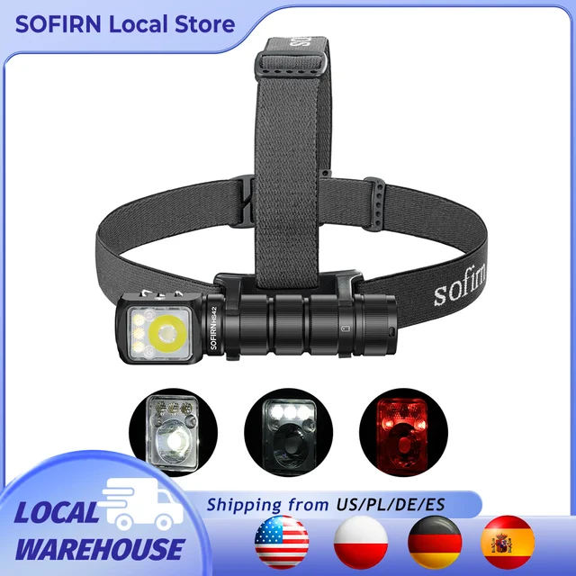 Latarka czołowa SOFIRN HS42 2100lm 18650 EDC USB C z możliwością ładowania, latarka LED SST40 z magnesem do kempingu