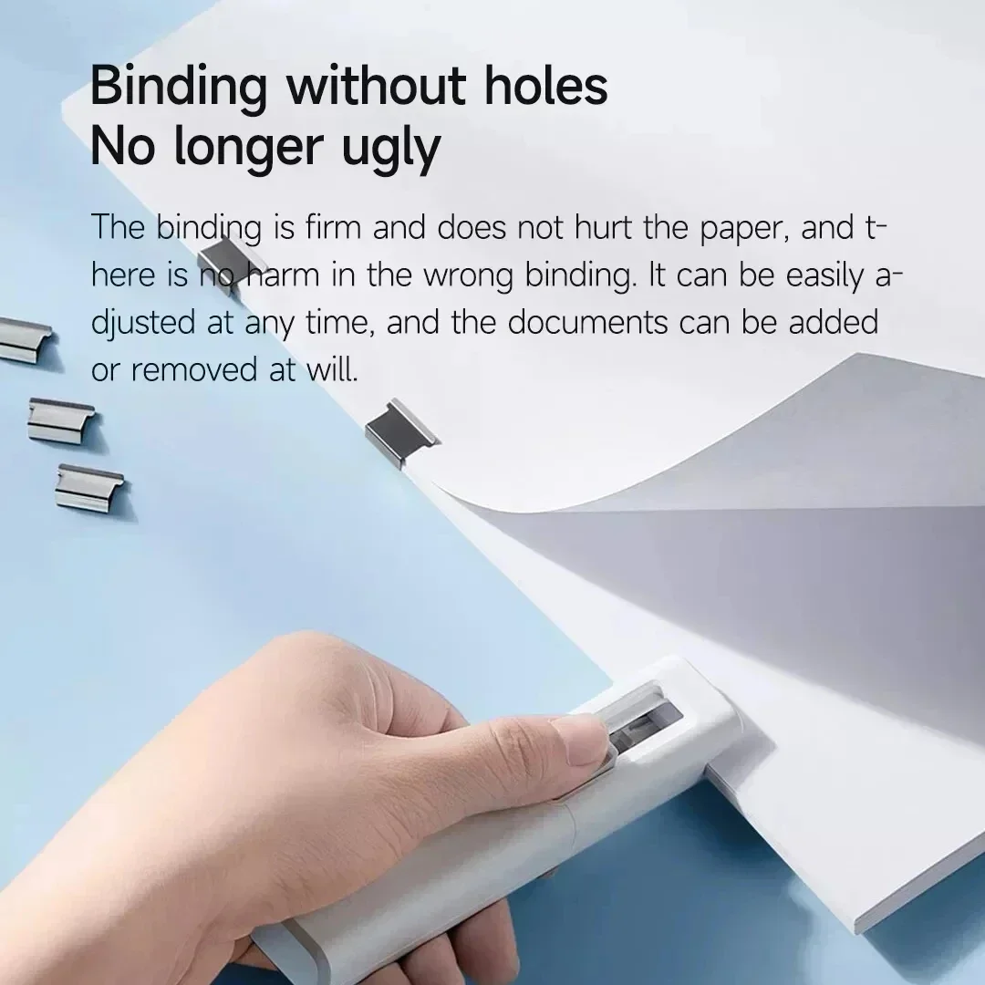 Xiaomi Mijia Push Clip Stapler Reusable Binder Refills Holeless Binding For Office School Hand Paper Clipper Document Organizer