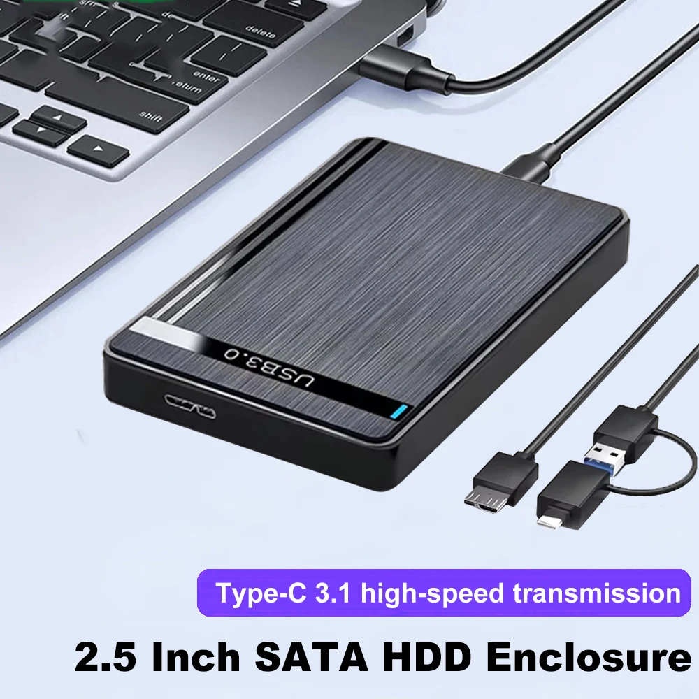 

2,5-дюймовый корпус для жесткого диска SATA-USB3.1, внешний корпус для жесткого диска USB3.0 Type-C, 6 Гбит/с, внешний жесткий диск UASP для ПК, MacBook, ноутбука