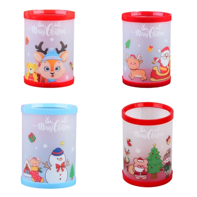 Cartoon Christmas Pencil Pen Holder Space Saving Pencil Cup Pen Container Remote Control Holder for Desk Decorations