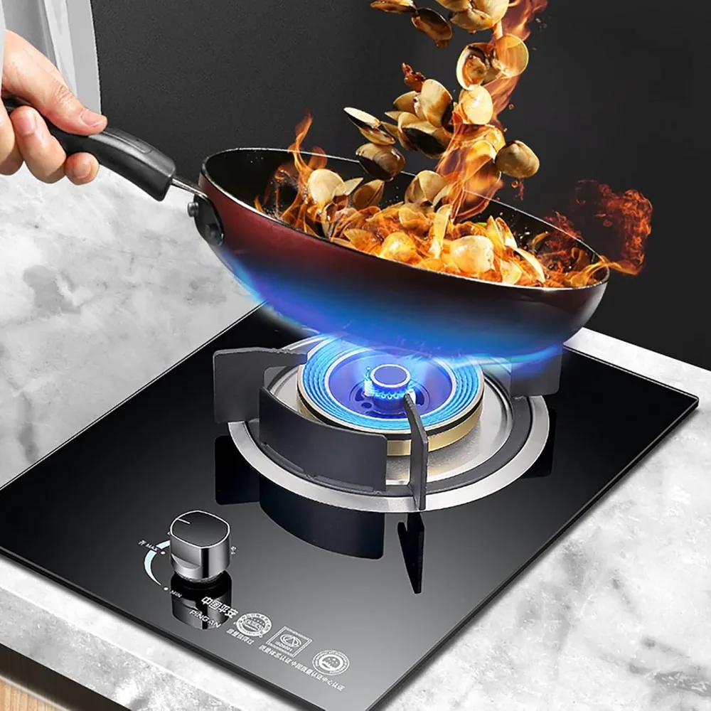バーナー ガスコンロ ガスコンロ ビルトイン ブラックガラス ガスコンロ 33CM、卓上キッチン調理コンロ、お手入れ簡単、アウトドアキャンプ用