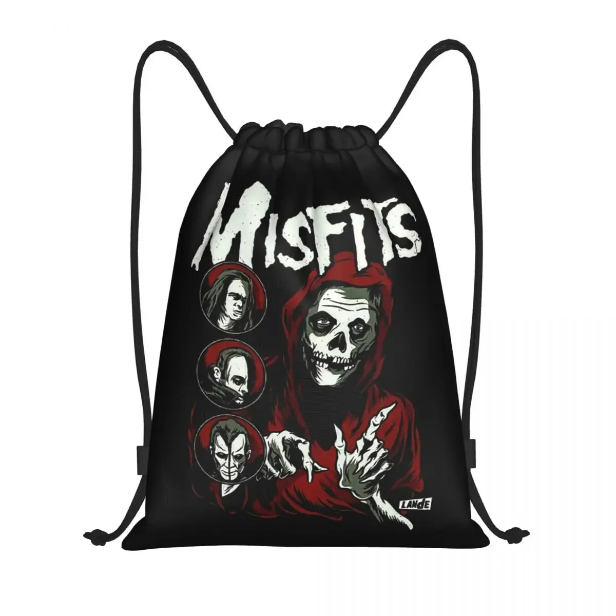 

Custom Misfits Skull Drawstring Bags Men Women Lightweight Heavy Rock Band Sports Gym Storage Backpack