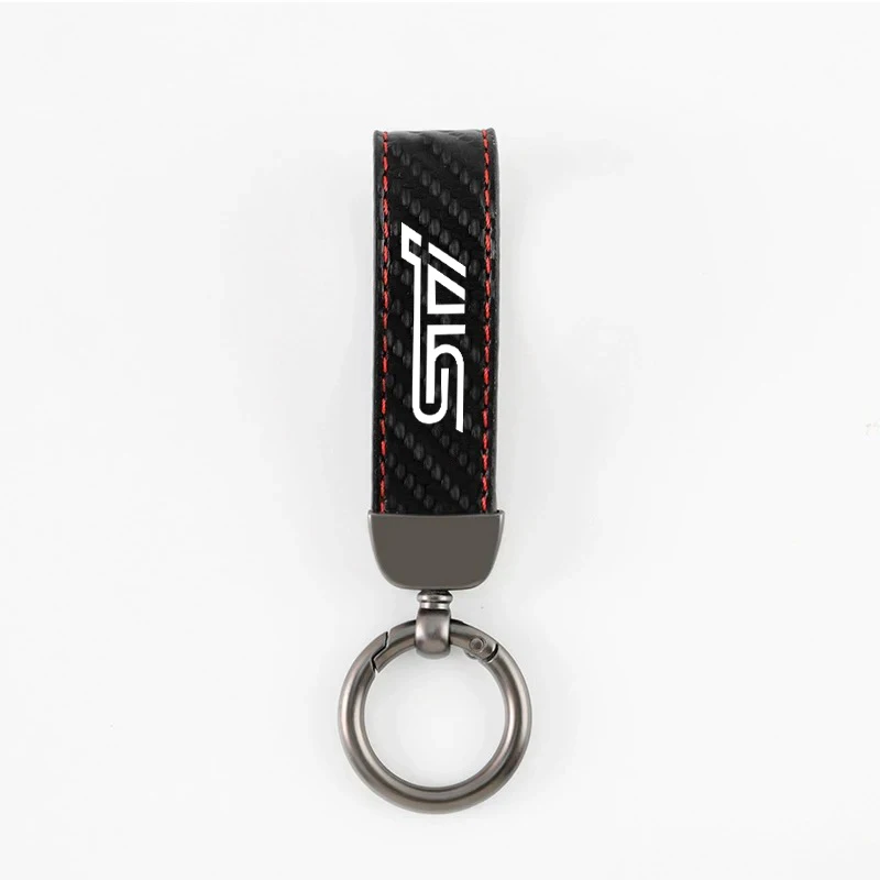 Leather Carbon Fiber Car Keychain Key Pendant Keyring For Subaru STI XV Impreza Forester Tribeca BRZ WRX Ascent Levorg Accessory