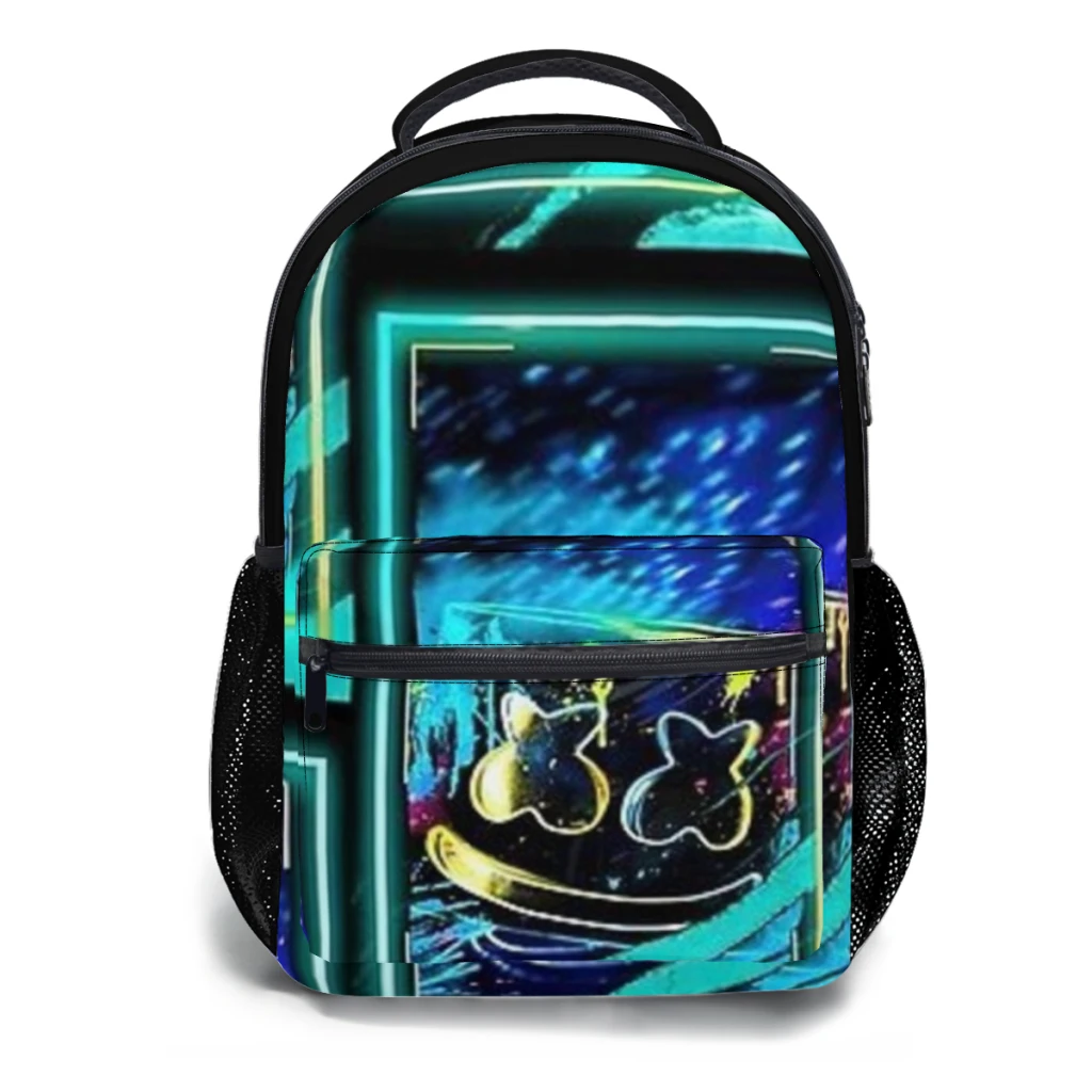 Marshmellow dj merch neon cool zaino zaino borsa grande capacità borsa per libri alla moda Multi-tasche regolabile 17 pollici