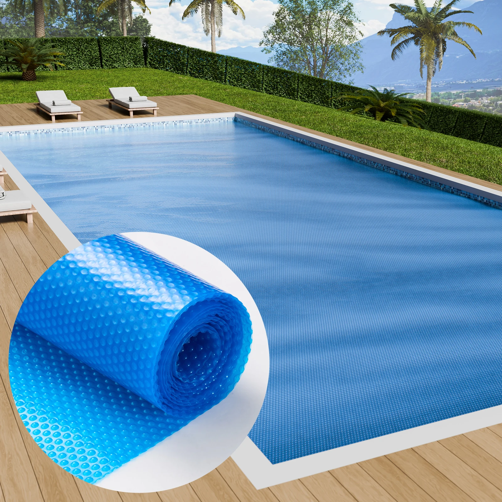 VEVOR Solar Pool Cover 24 x 12 ft Rectangle Solar Blanket for Pools, Inground Above Ground Swimming Pool Solar Cover