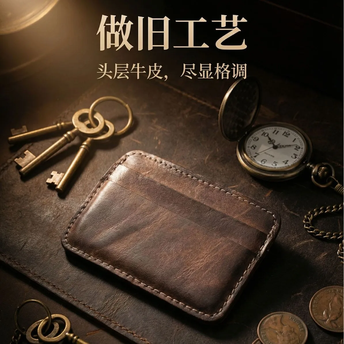 Layer Cowhide Vegetable Tanned Leather Card Bag Retro Simple Card Clip High-end Fashion Certificate Protection Leather Case