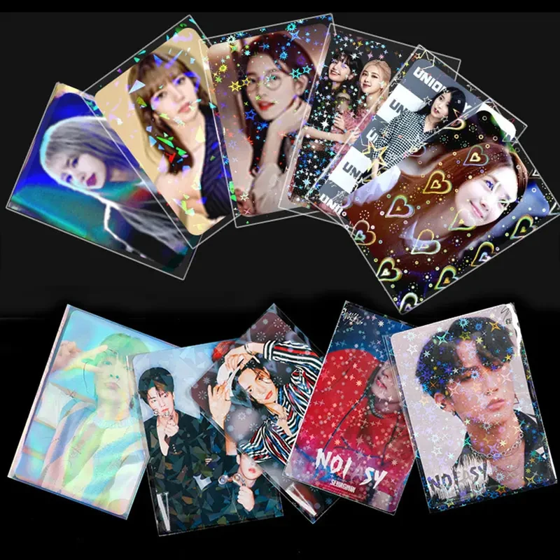 61x88mm Clear Matte PP Photo Sleeves Sweetheart Foil Holographic Flashing for Kpop Board Game Trading Card Protector Cover