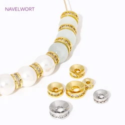 4.5/6/8mm 18K Gold Plated Brass Round Inlaid Zircon Spacer Beads,Beads Separator,For Jewelry Making DIY Accessories Wholesale