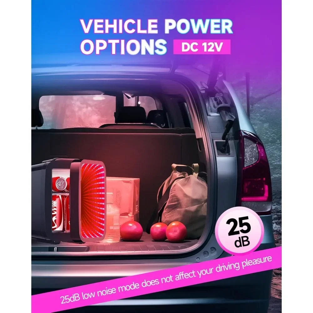 Mini Fridge, 4 Liter/6 Cans, with Dimmable LED Light,AC/DC Portable Cooler and Warmer Gaming Mini Fridge for Bedroom, Office, Rv