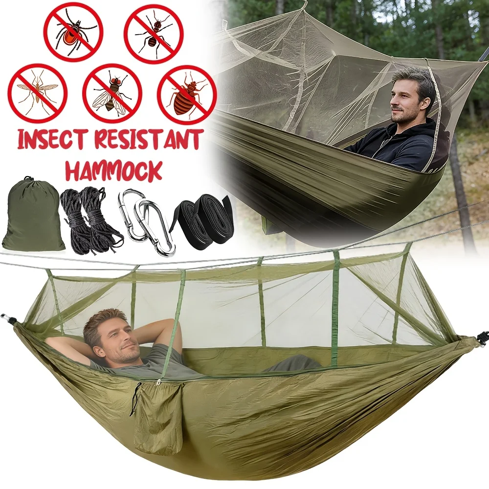 

Очень большой уличный гамак для кемпинга с москитной сеткой и подвесной конструкцией 360° ° Защитная дорожная сумка с боковым отделением для хранения