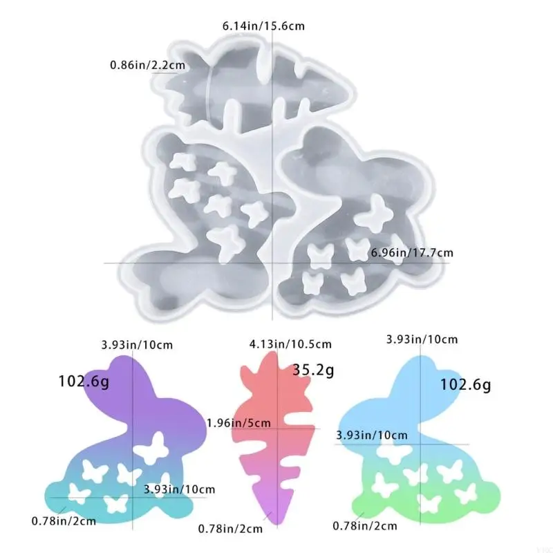 قوالب سيليكون متينة لأرنب عيد الفجل والفجل ديكورات عرض المنزل Y4QC #6