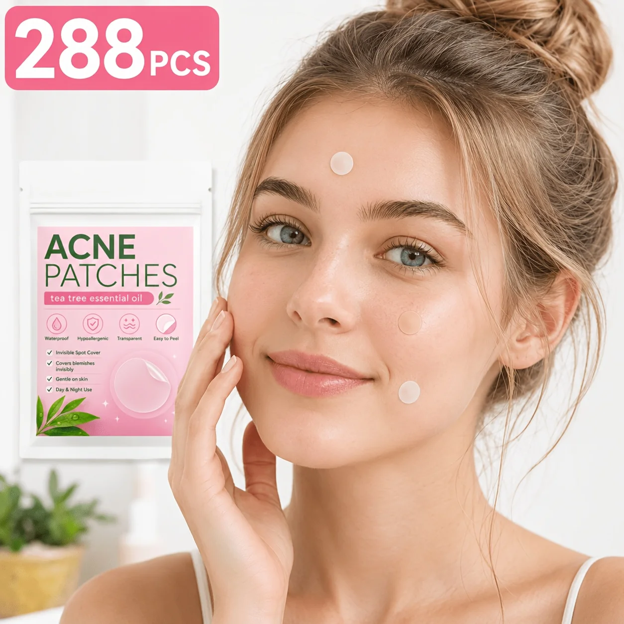 288PCS Hydrocolloid Pimple Patches, Round Transparent Face Stickers, Invisible Facial Patches for Men Women, Daily Wear