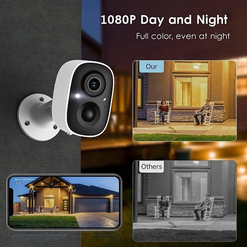 Security Camera Wireless Outdoor, 2K Color Night Vision AI Motion Detection 2-Way Talk Battery