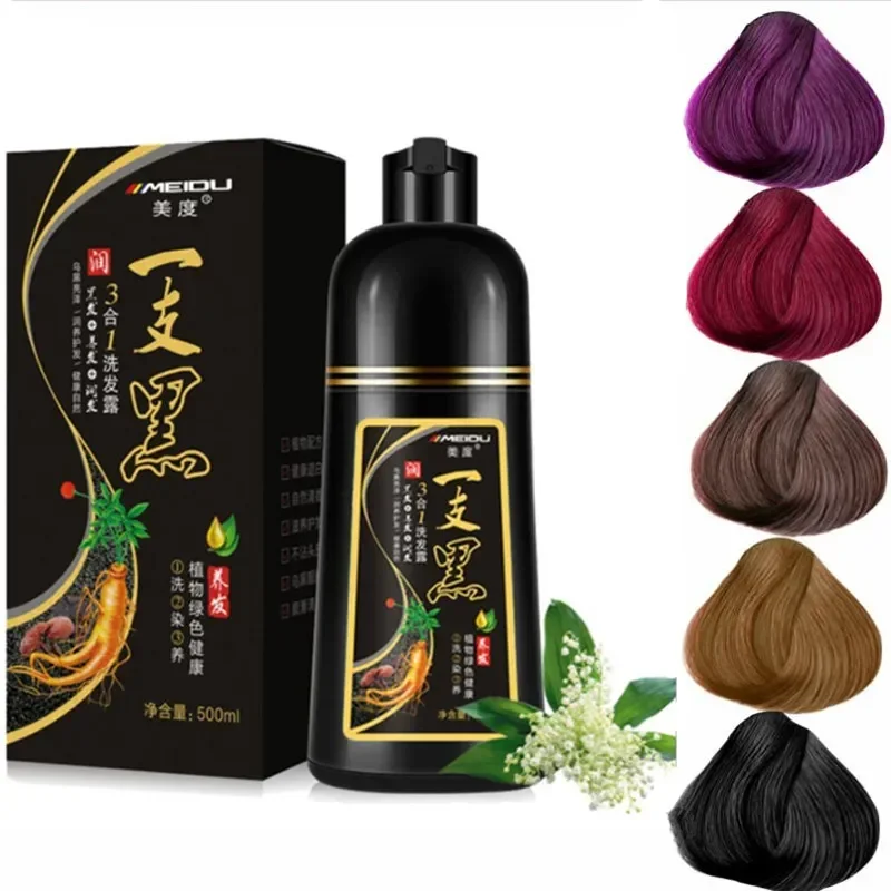 500ml Natural Plant Conditioning Hair Dye Black Shampoo Fast Dye White Grey Hair Removal Dye Coloring Black Hair