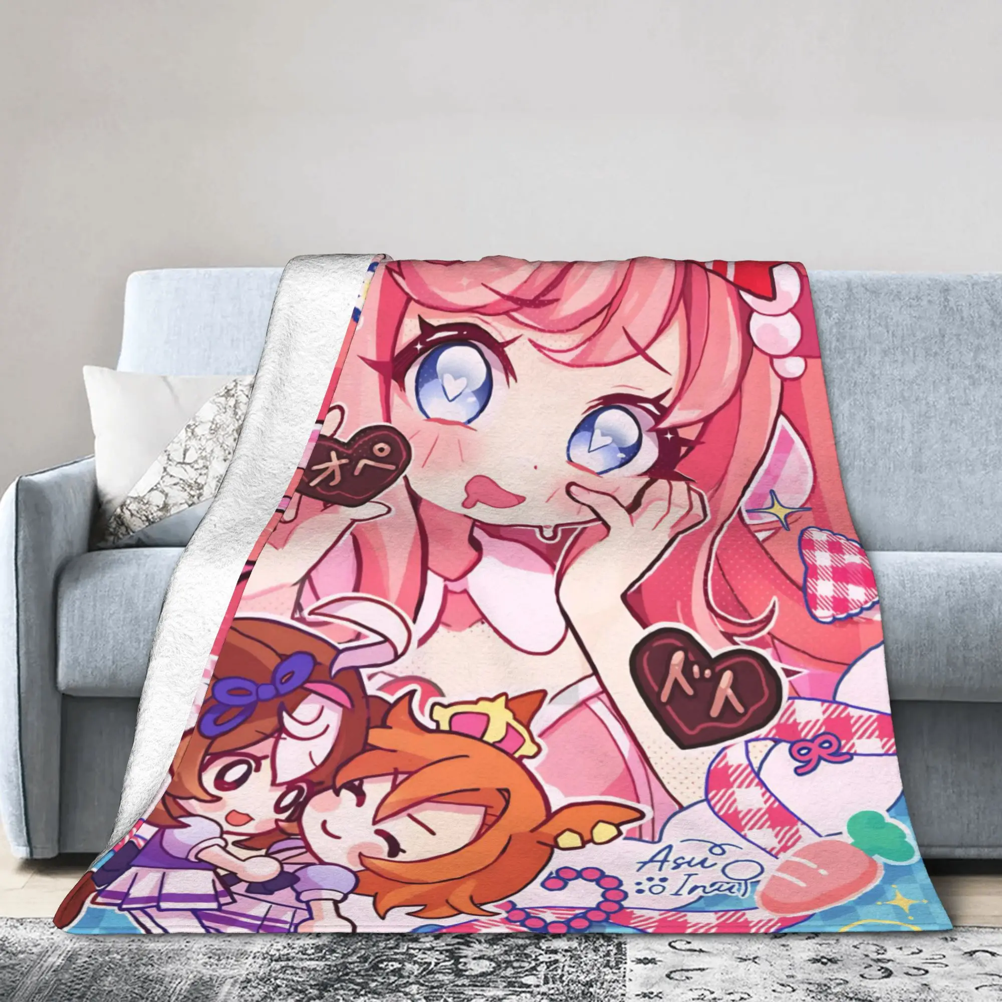 Umamusume Pretty Derby Cartoon Blanket Coral Fleece Plush Summer  Breathable Ultra-Soft Throw Blanket for Bed Outdoor Bedspreads