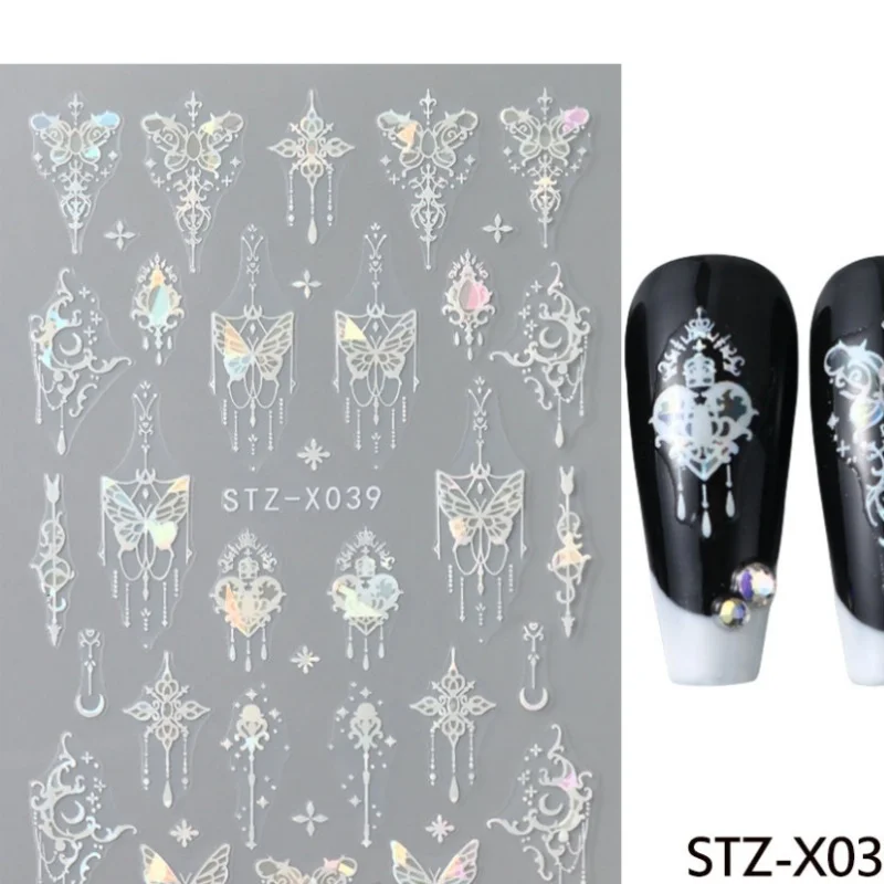 5Dwhite Spitze Blume Nail Art Aufkleber hochwertige einfache Blütenblätter Design Nagelaufkleber Iris Blume Nail Art Dekoration Aufkleber