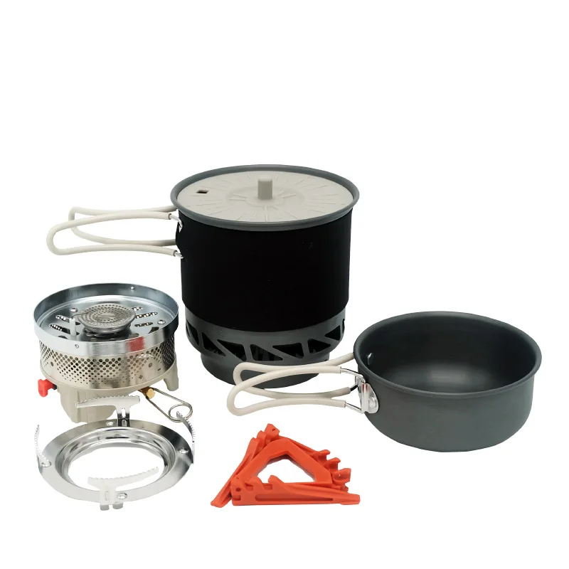 Portable pot outdoor Camping Stoves Outdoor Hiking Cooking System With Stove Heat Exchanger Pot Bowl Portable Gas Burners