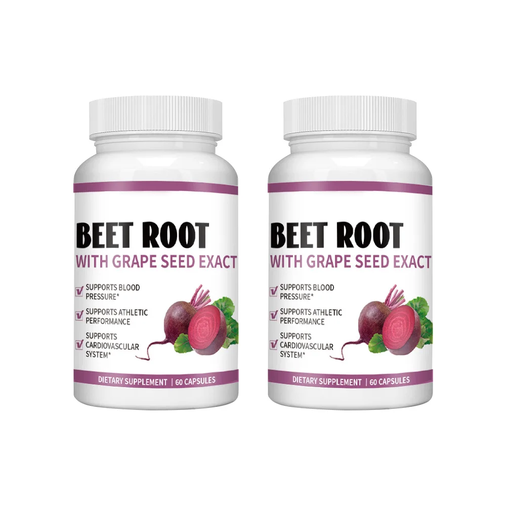 60-300Capsules Organic Beetroot Capsules 1000mg  with Grape Seed Extact Support Blood Circulation Heart Health